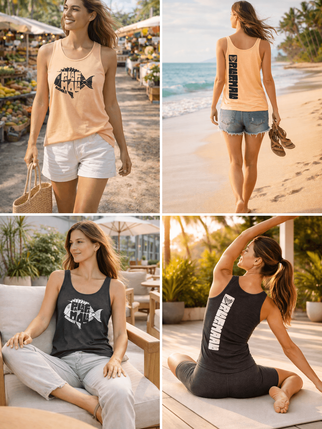 Woman wearing tank tops for beach and summer air setting