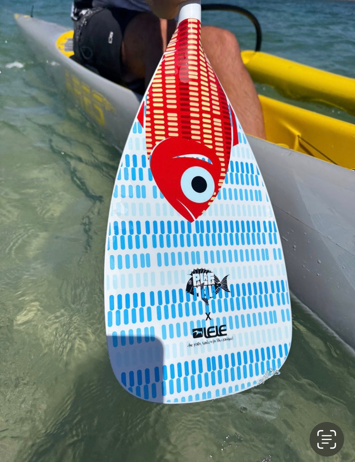 Red fish on a white paddle